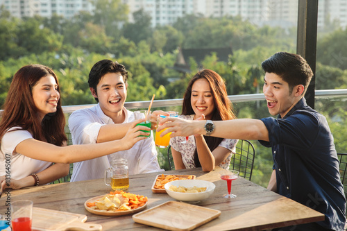 Group of asian people party
