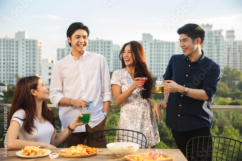 Group of asian people party