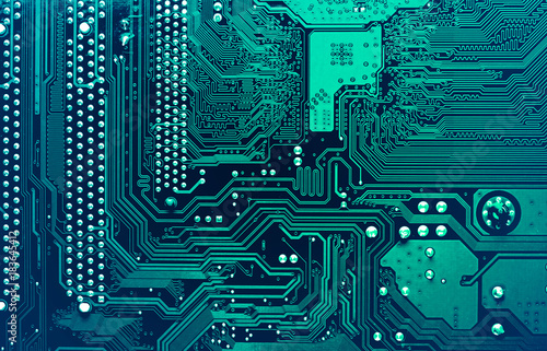 Circuit board. Electronic computer hardware technology. Motherboard digital chip. Tech science background. Integrated communication processor. Information engineering component.