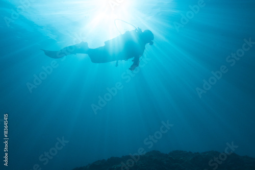 Diver with sunshine