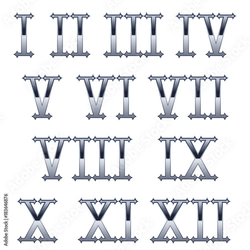 Roman numerals. Gothic metal 3d numbers