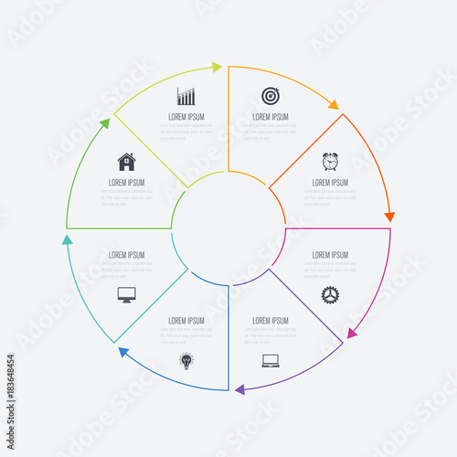 Infographics template 8 options with circle