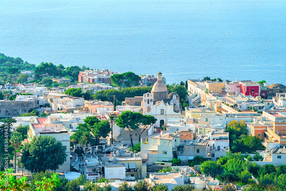 Aerial view on Capri Island and Tyrrhenian sea Aerial view on Capri Island and Tyrrhenian sea