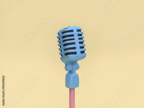 blue microphone 3d rendering yellow background