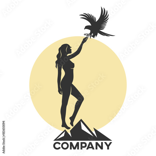 girl with a falcon logo