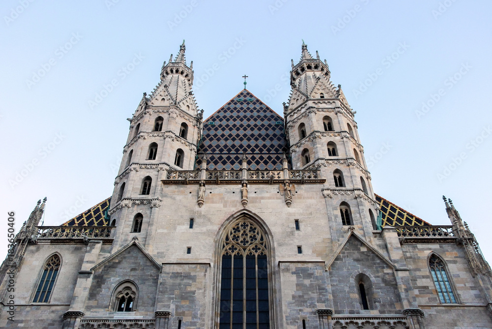 exterior entrance of Stephen's Cathedral church in Vienna