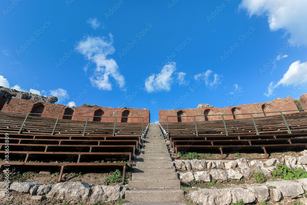 stairs in greek theater in Taormina 
