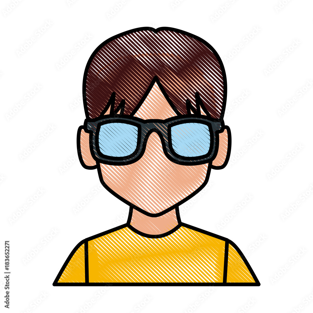 Man with sunglasses profile icon vector illustration graphic design