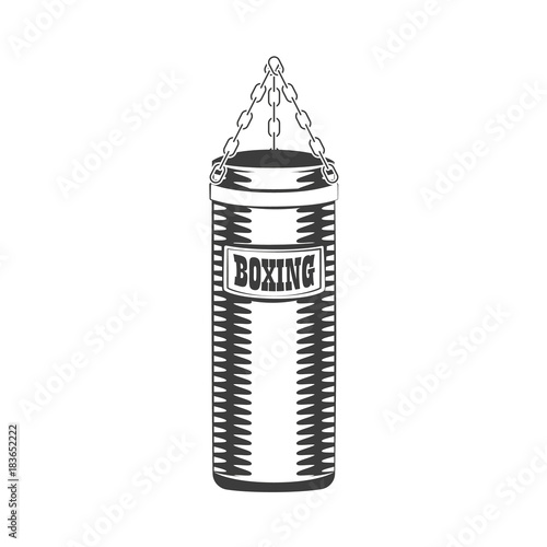vector flat boxing punching bag black and white colored monochrome sport equipment logo icon. isolated illustration on a white background.