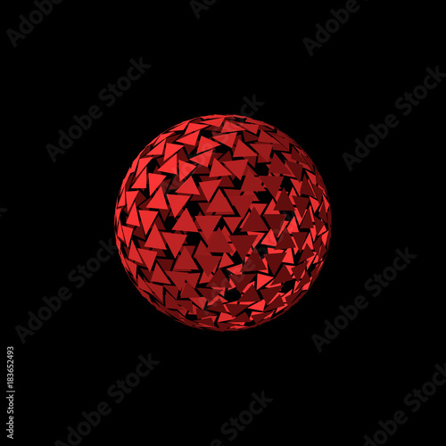 Abstract polygonal broken sphere.Isolated on black background.Vector illustration.