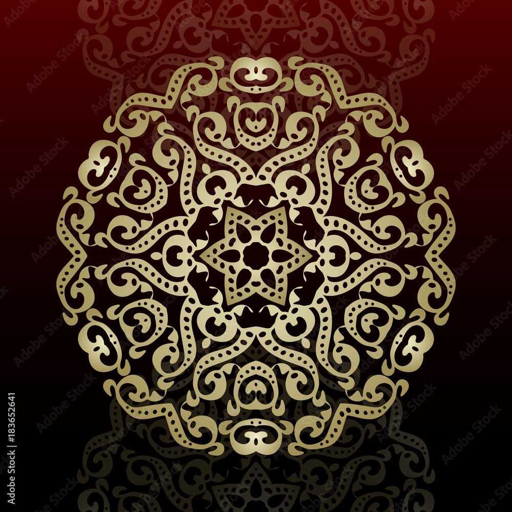Vector illustration. Romantic wedding invitation. Abstract round ornament. Good for design in business. Rich design.