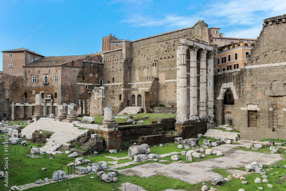 ruins of Foro Traiano square in Rome, Italy