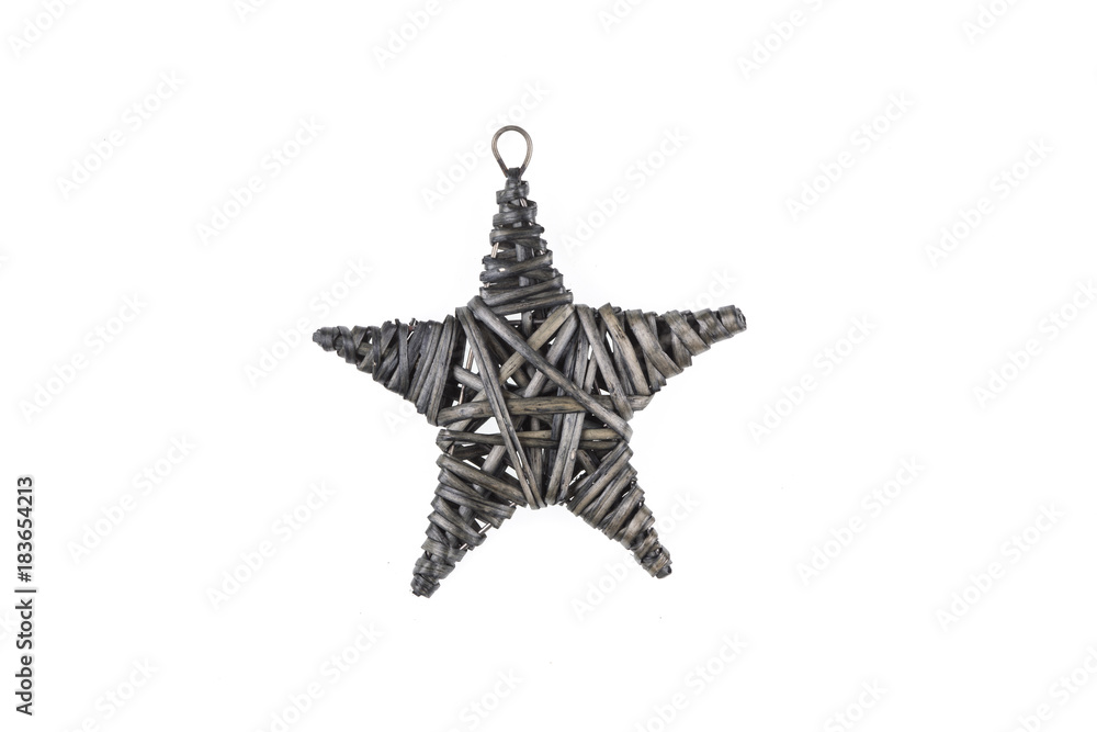 wicker star on white isolated background