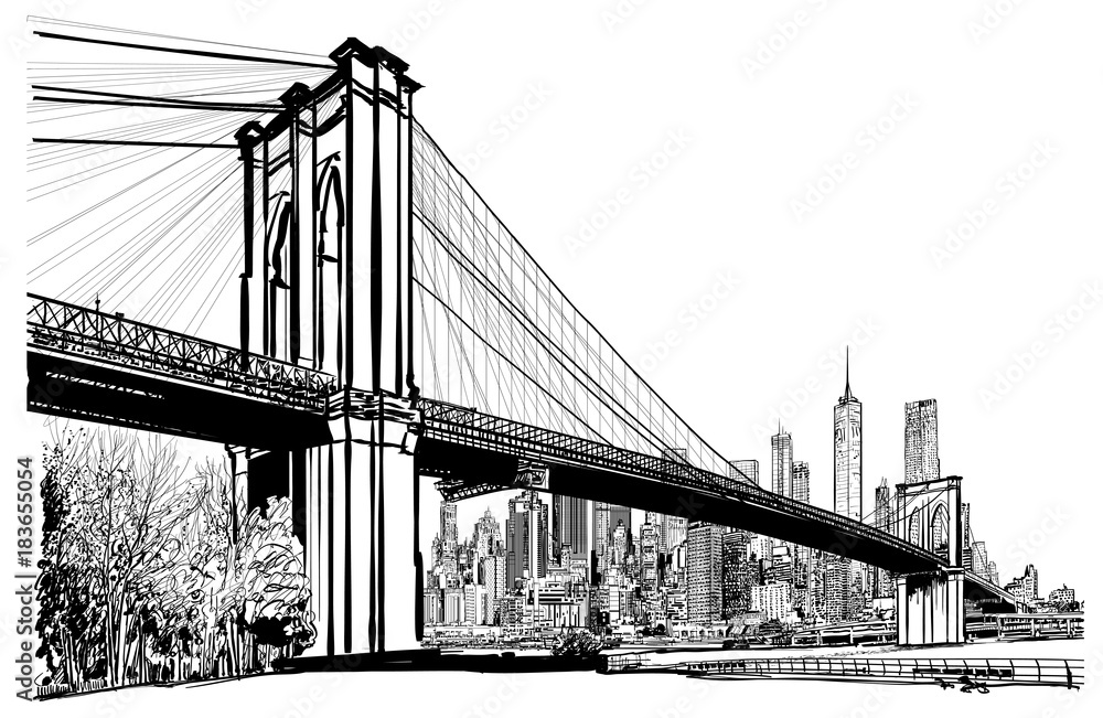 Brooklyn bridge in New York - obrazy, fototapety, plakaty 