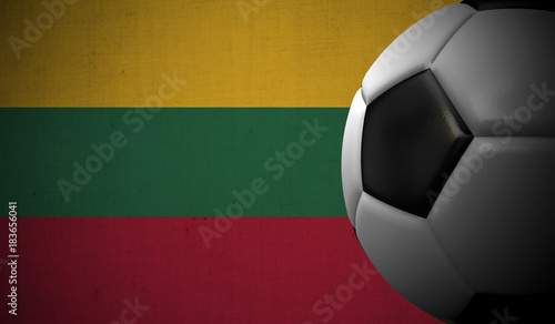 Soccer football against a Lithuania flag background. 3D Rendering