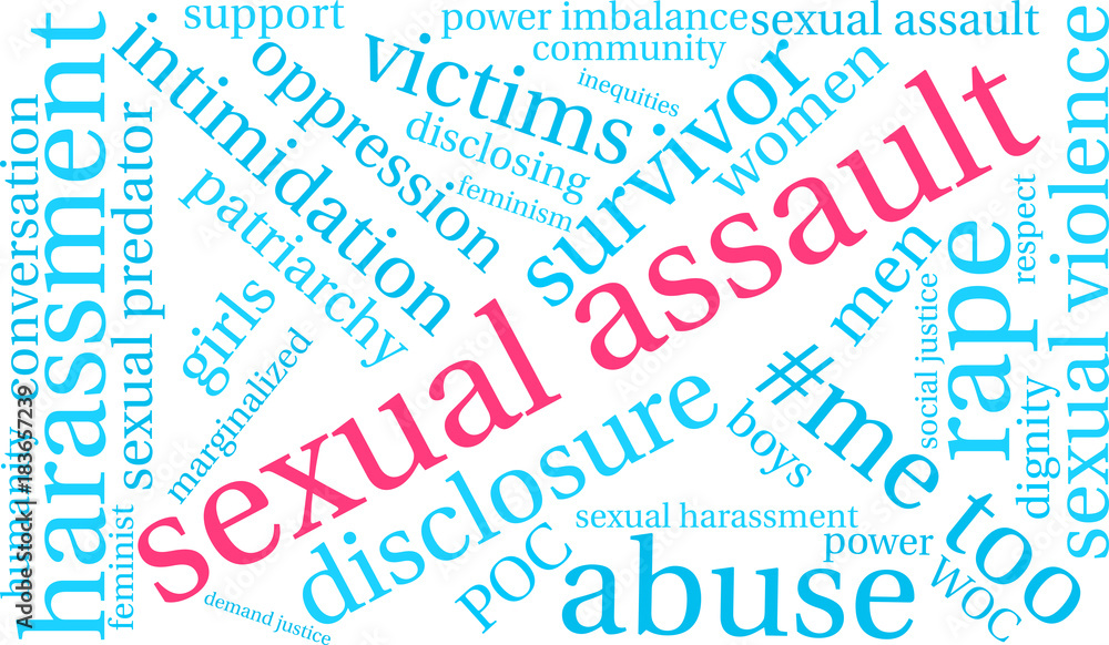 Sexual Assault Word Cloud on a white background. Sexual Assault Word Cloud on a white background.