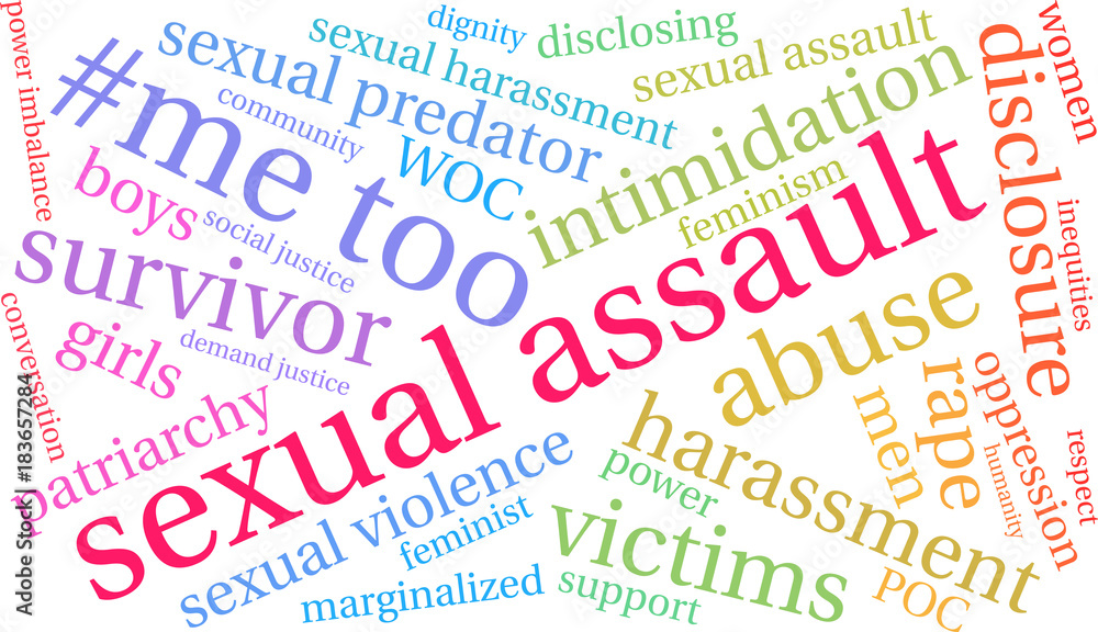 Sexual Assault Word Cloud on a white background. Sexual Assault Word Cloud on a white background.