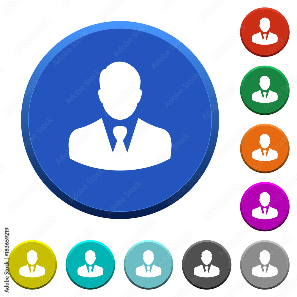 Businessman avatar beveled buttons Businessman avatar beveled buttons