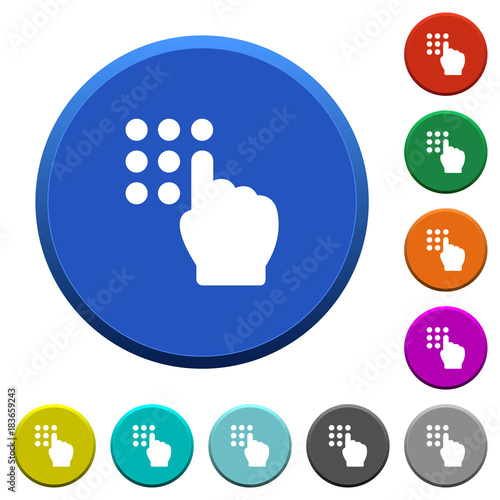 Typing security code beveled buttons