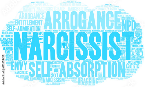 Narcissist Word Cloud word cloud on a white background. 