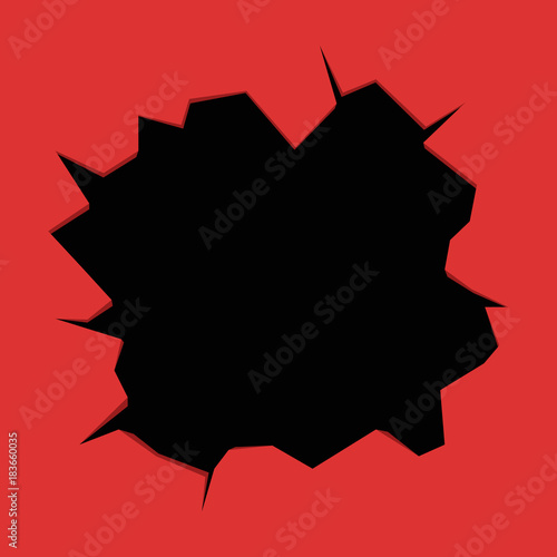 Hole in the broken wall. Vector illustration
