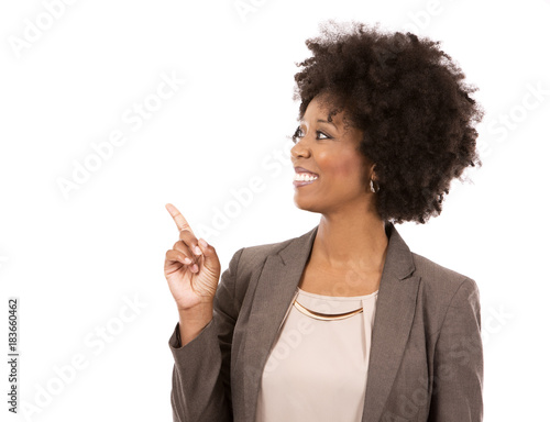 black casual woman on white background
