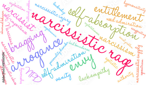Narcissistic Rage Word Cloud on a white background. 