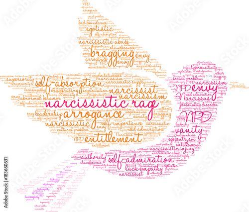 Narcissistic Rage Word Cloud on a white background. 