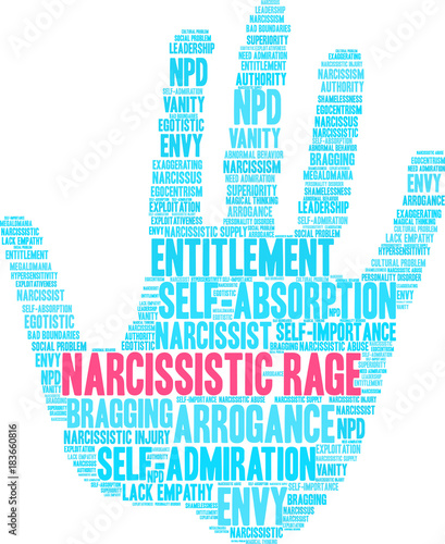 Narcissistic Rage Word Cloud on a white background.