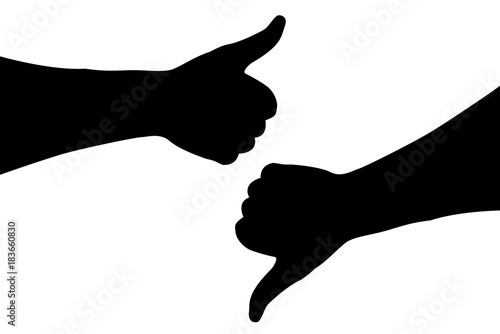 Hand - thumb up - thumbs down - vector illustration - black and white