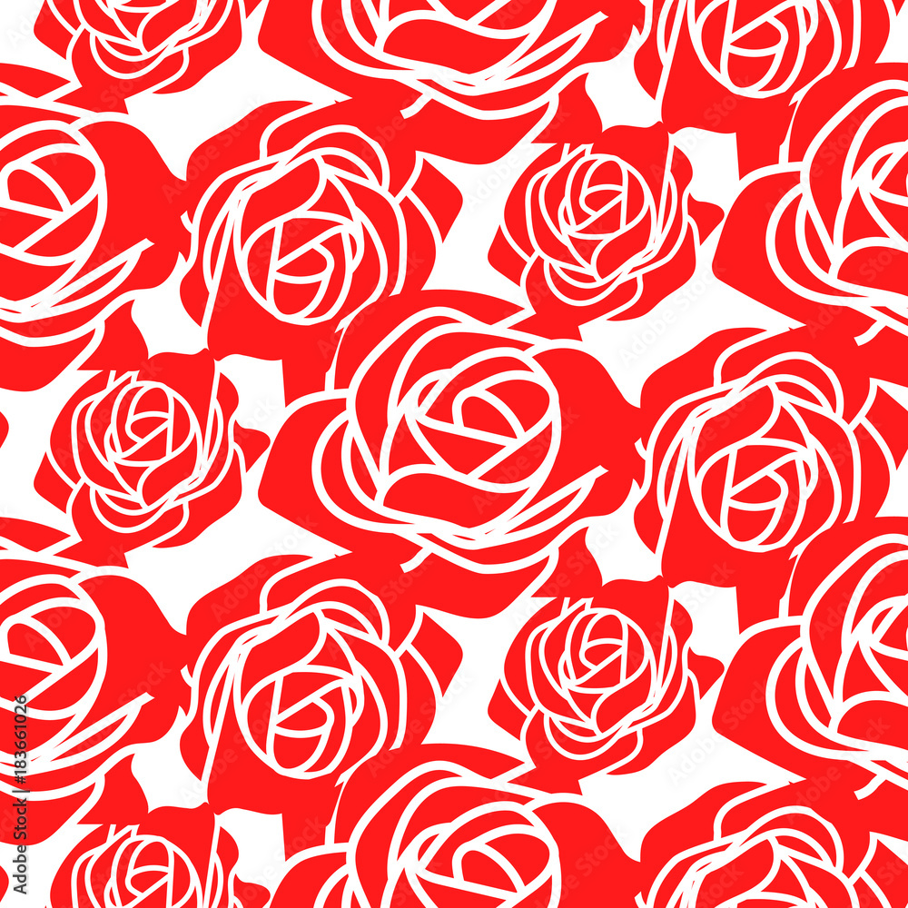Red roses stencil vector seamless pattern. Cutout template for cards. Red roses stencil vector seamless pattern. Cutout template for cards.