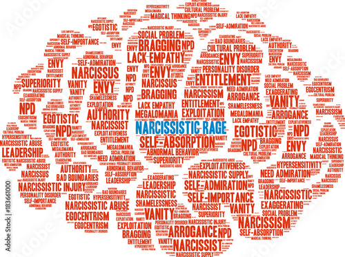 Narcissistic Rage Word Cloud on a white background. 