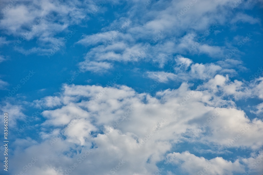 Blue sky contrasted with fluffy diamond-white cloud in one fine day and fresh air to take a fully breath ,of course. 