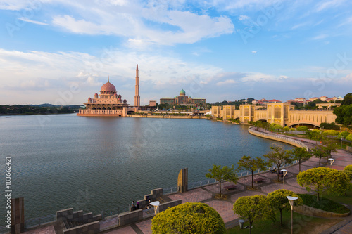 Putra Mosque at noon the famous mosque of Putrajaya, Malaysia photo