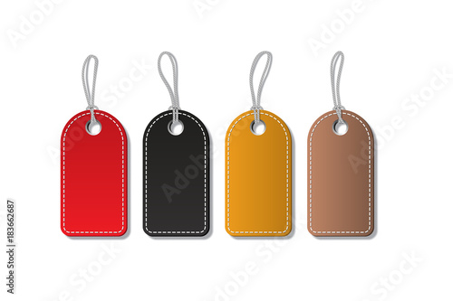 Different color tags isolated on white background. Vector design element.