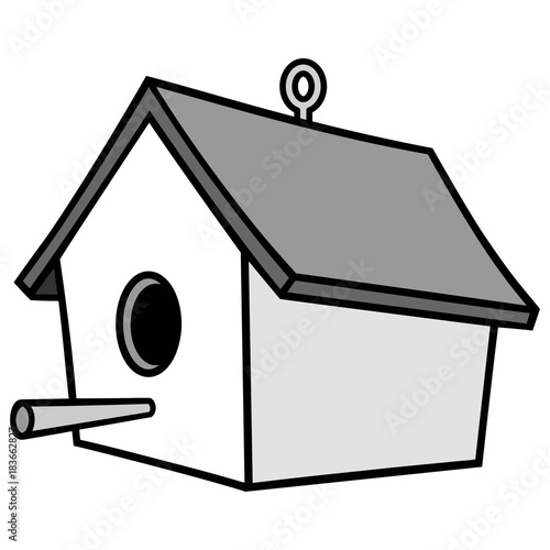 Birdhouse with Hanger Illustration - A vector illustration of a cartoon Birdhouse with a Hanger.