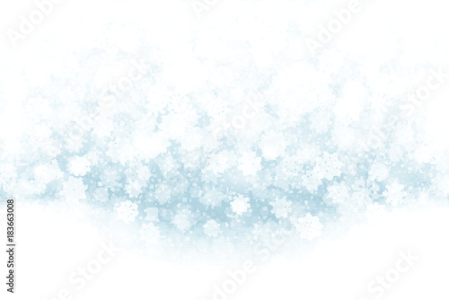 Merry Christmas Falling Snow Effect with Realistic Vector Snowflakes Overlay on Light Muted Blue Background. Xmas, Happy New Year, Noel, Yule Winter Season Holidays Abstract Art Illustration