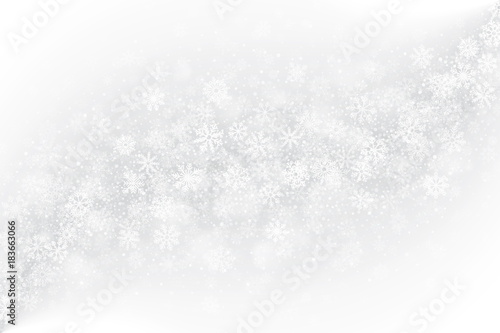 Frozen Window Glass Effect with Realistic Vector Snowflakes Overlay on Light Muted Silver Background. Merry Christmas, Xmas, Happy New Year, Noel, Yule Winter Season Holidays Abstract Art Illustration