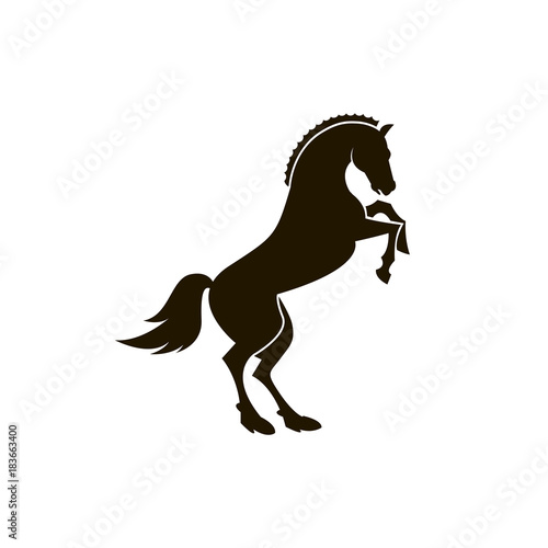 monochrome icon of horse silhouette on white background