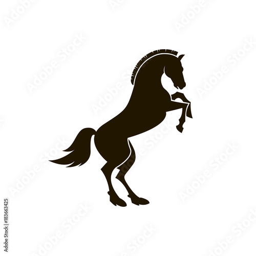monochrome icon of horse silhouette on white background