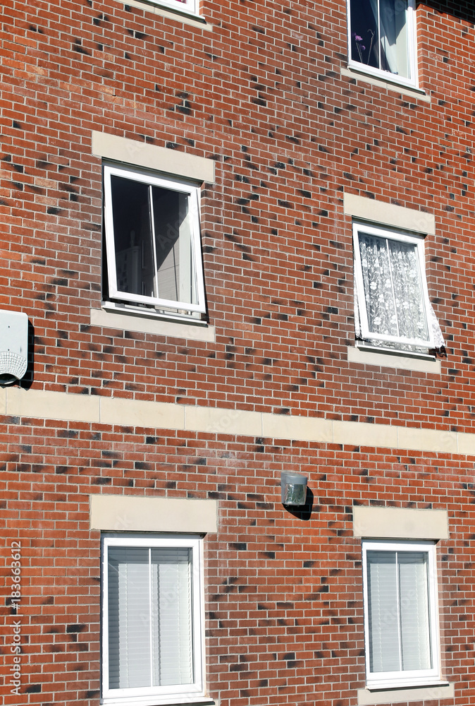 Windows on exterior of block of flats
