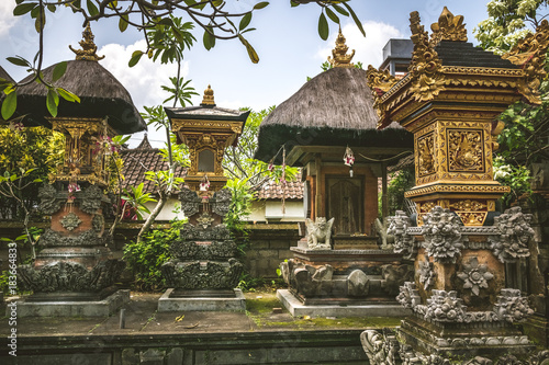 traditional temple with golden ornamental in arquitecure balinese. ubud. bali photo