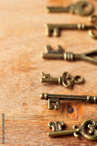 old key on wooden table