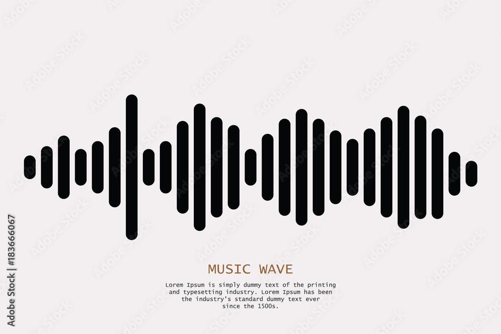 Black sound wave. Isolated design symbol. Pulse music player. Isolated audio logo. Vector equalizer element. Black sound wave. Isolated design symbol. Pulse music player. Isolated audio logo. Vector equalizer element.