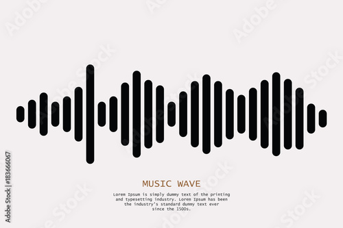Black sound wave. Isolated design symbol. Pulse music player. Isolated audio logo. Vector equalizer element.