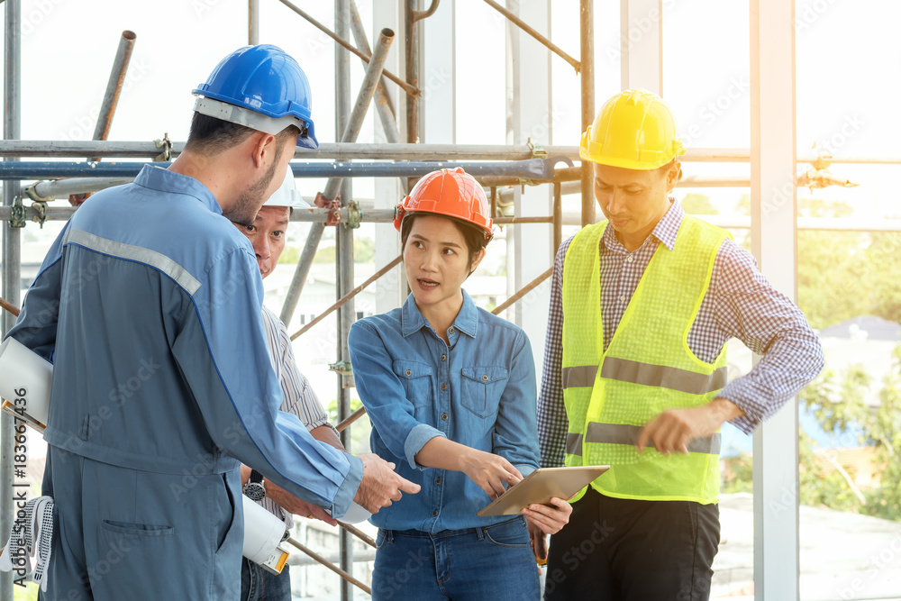 engineering construction teamwork concept : professional engineer work industrial project site engineering construction teamwork concept : professional engineer work industrial project site