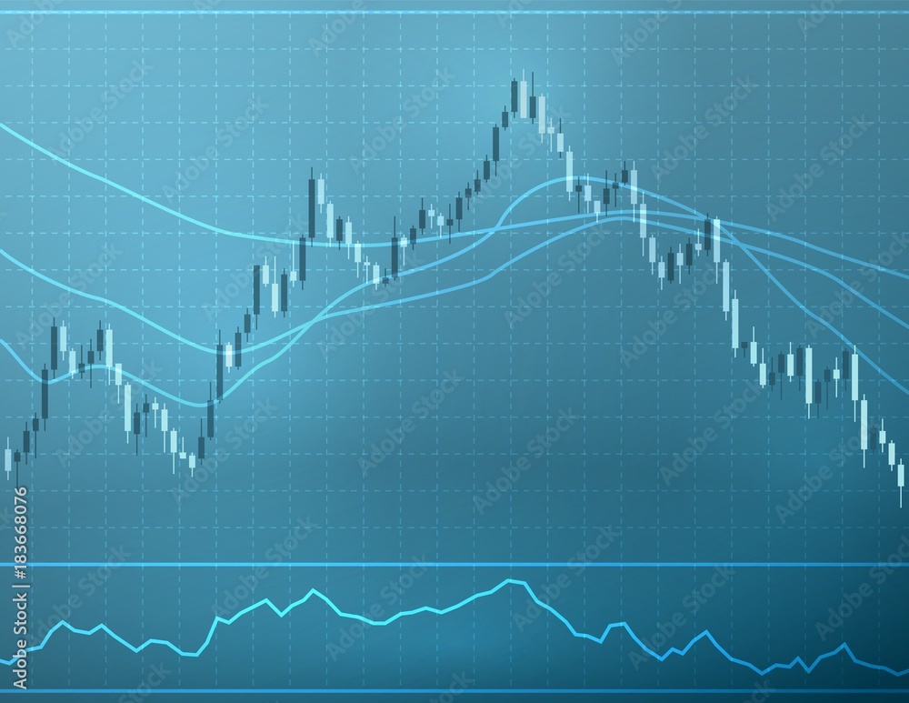 Chart with forex or stock candles graphic. Set of various indicators for forex trade. Candlestick data visualization background. Vector illustration. Chart with forex or stock candles graphic. Set of various indicators for forex trade. Candlestick data visualization background. Vector illustration.