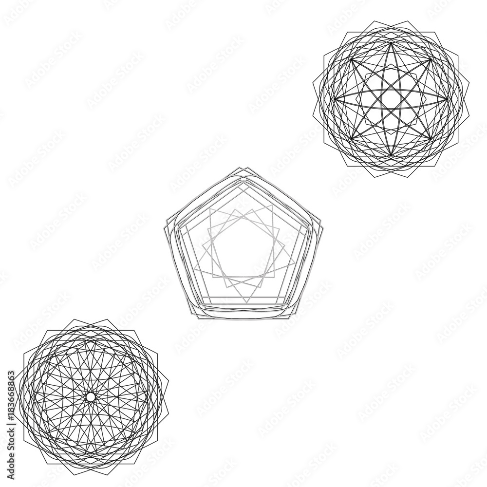 Obraz premium Geometric set stars and flowers for gifts and holidays pattern vector EPS10