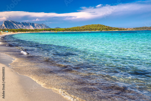 Lu Impostu beach with Isola Travolara in the background, Sardinia, Italy, Europe photo