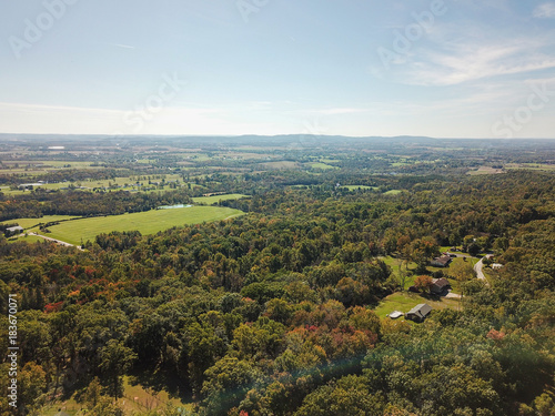 Aerial of Country and Suburban Land In York, Pennsylvania during Fall